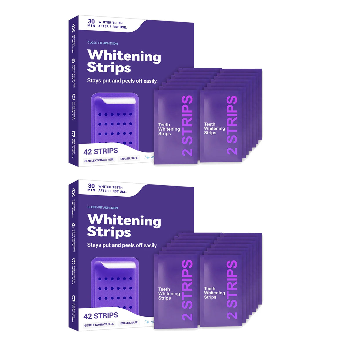 Purple Teeth Whitening Strips for Stain Removal and Oral Cleaning