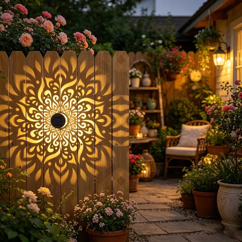 Solar Mandala Wall Light – Waterproof Auto Sensor