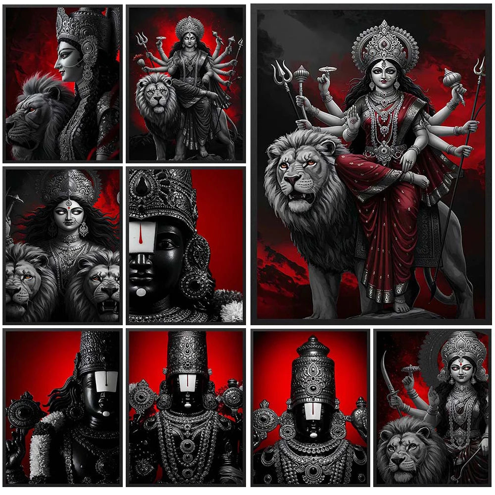 Hindu Goddess Durga Parvati Kali Poster Wall Pictures For Church Decor Religion Posters Wall Art Canvas Painting Unframed
