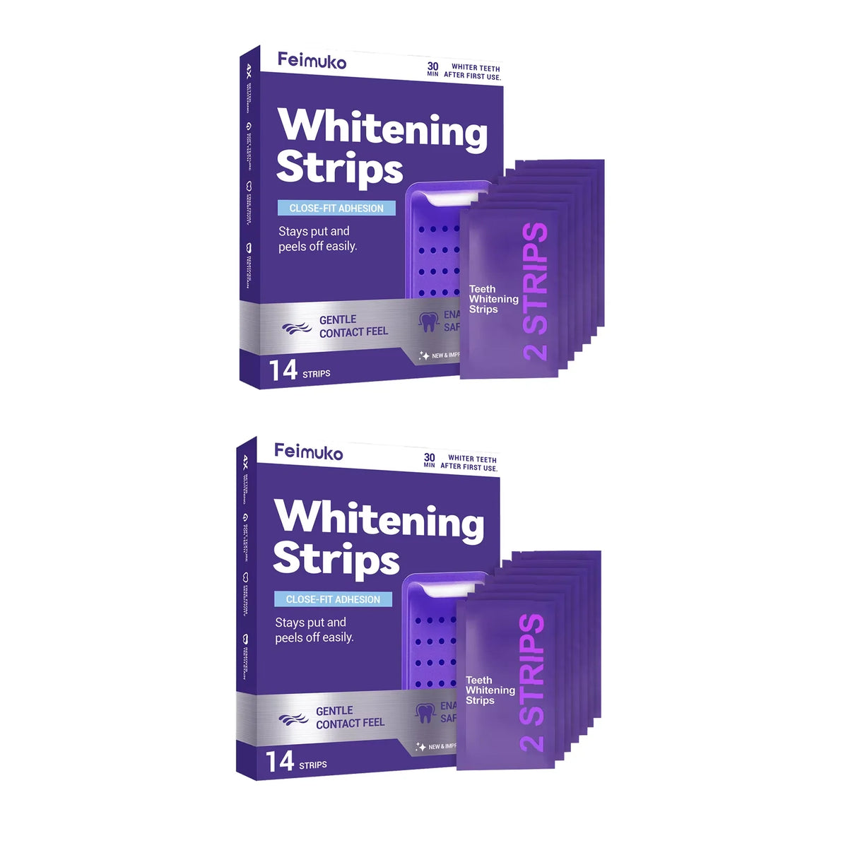 Purple Teeth Whitening Strips for Stain Removal and Oral Cleaning