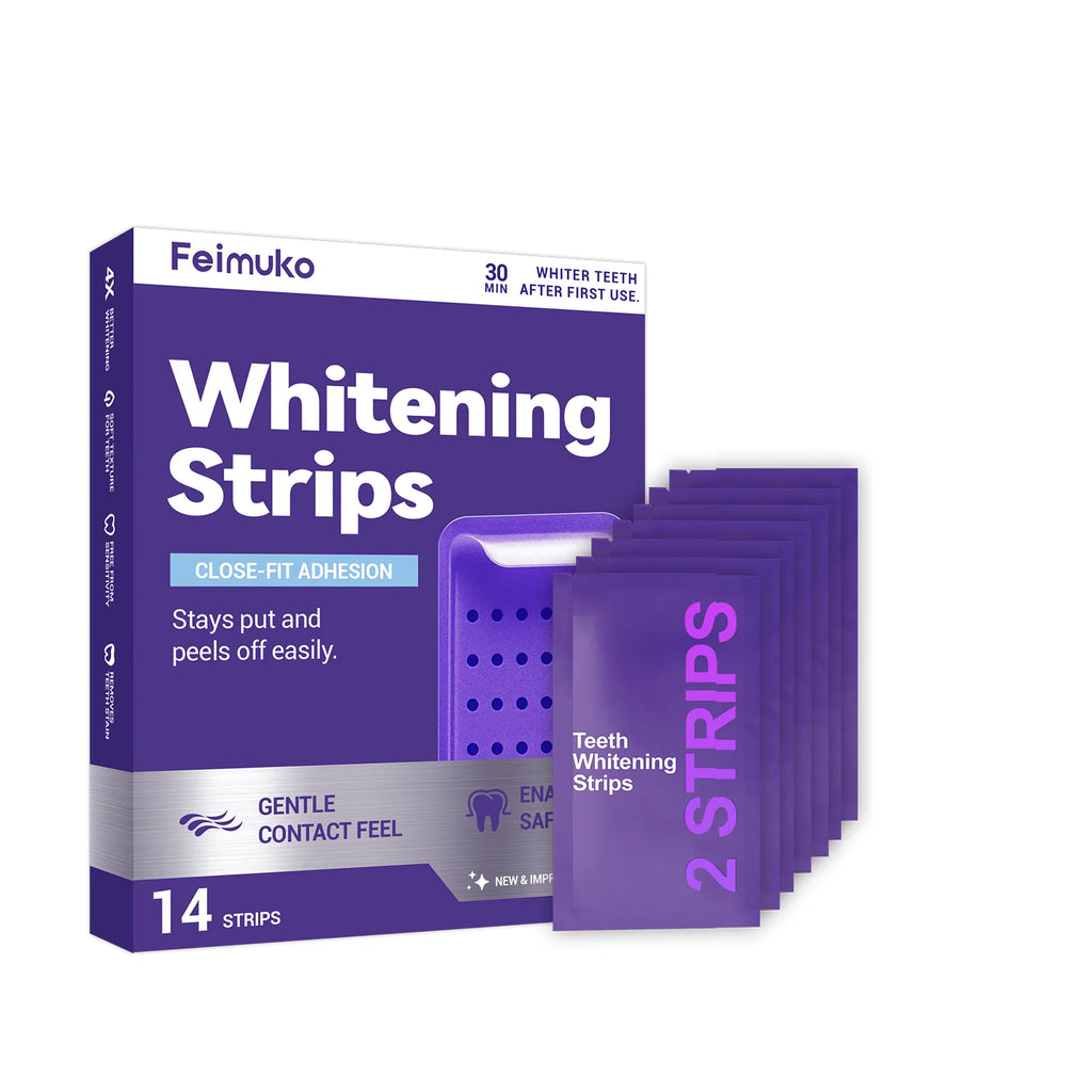 Purple Teeth Whitening Strips for Stain Removal and Oral Cleaning