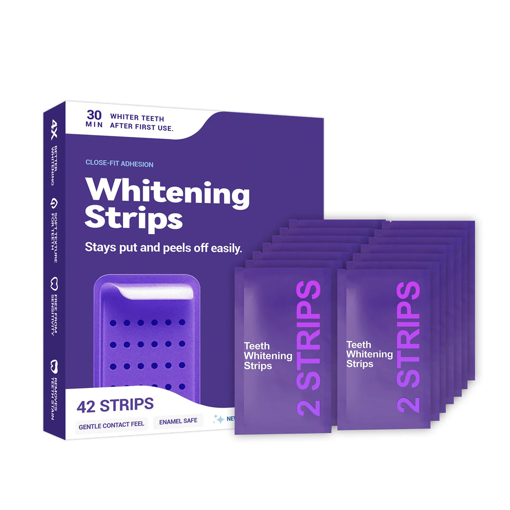 Purple Teeth Whitening Strips for Stain Removal and Oral Cleaning